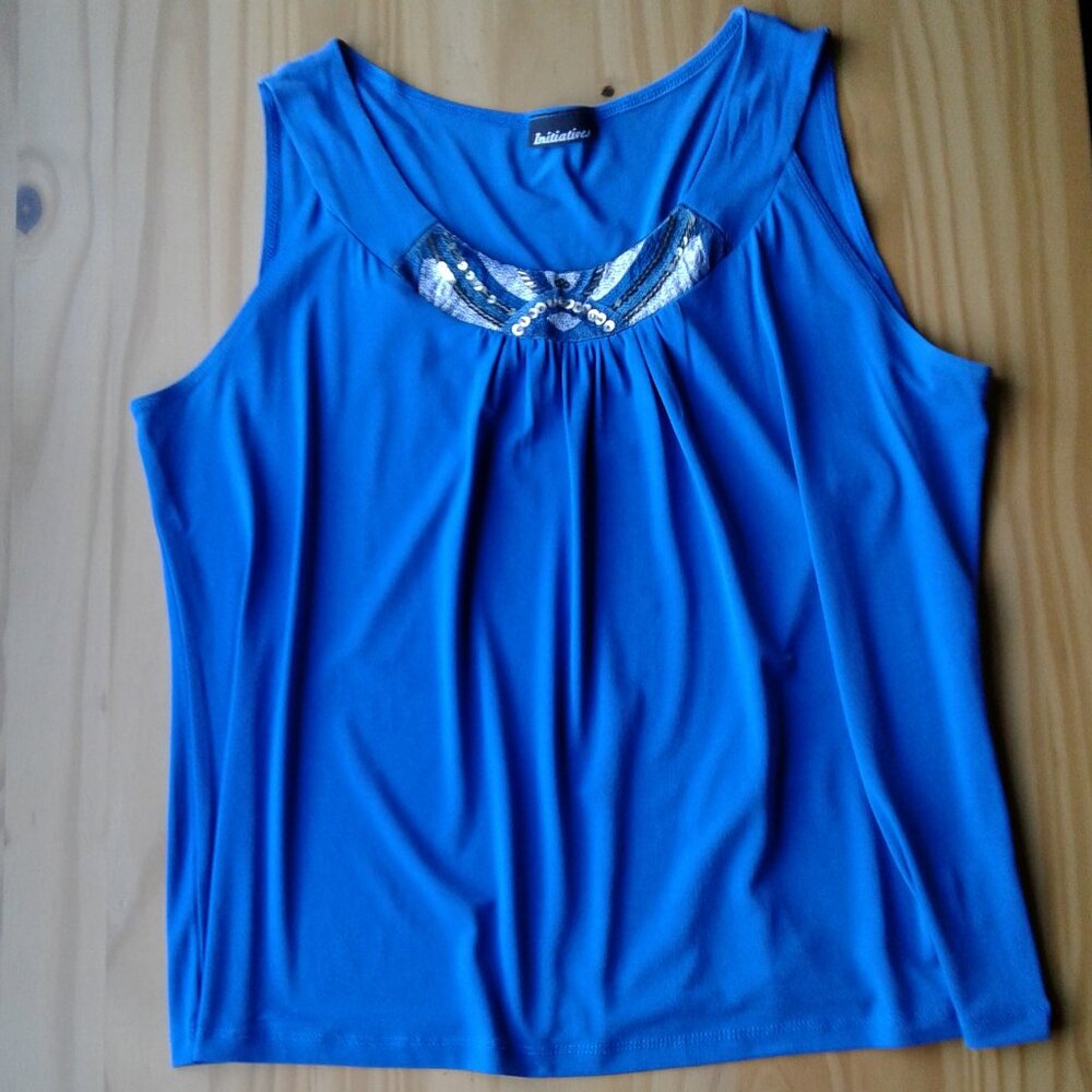 NWOT Ebellished Blue Tank Top